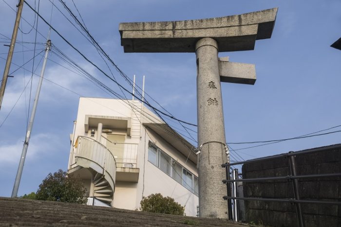 山王神社の一本柱鳥居（片足鳥居）、長崎市の原爆遺構
