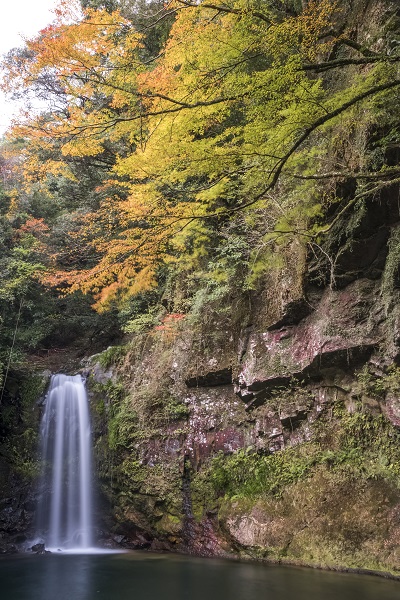 轟峡・轟渓流（長崎県諫早市高来町）の轟の滝、紅葉