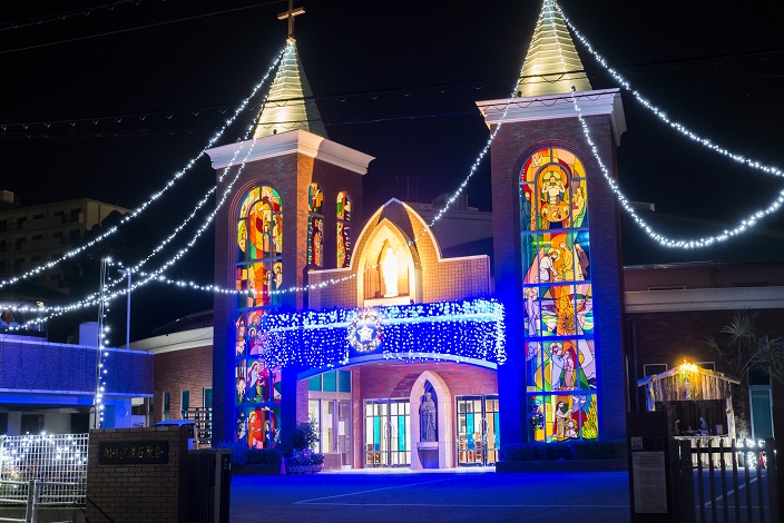 カトリック滑石教会（長崎県長崎市滑石５丁目２−６）のクリスマスイルミネーション