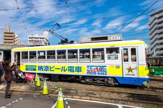 ながさき路面電車まつり2014（長崎市、長崎電鉄浦上車庫）、納涼ビール電車